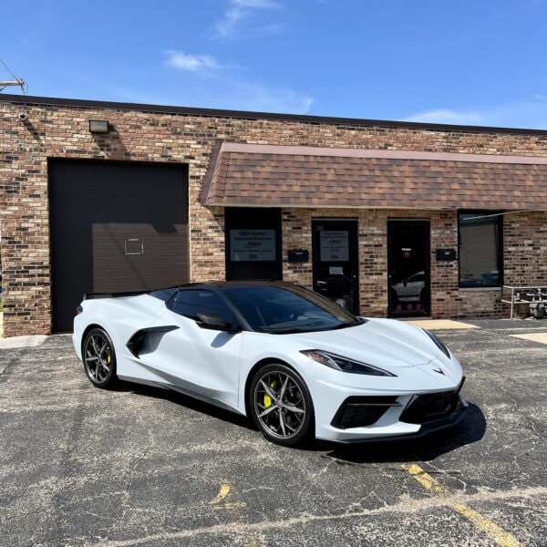 white sports car