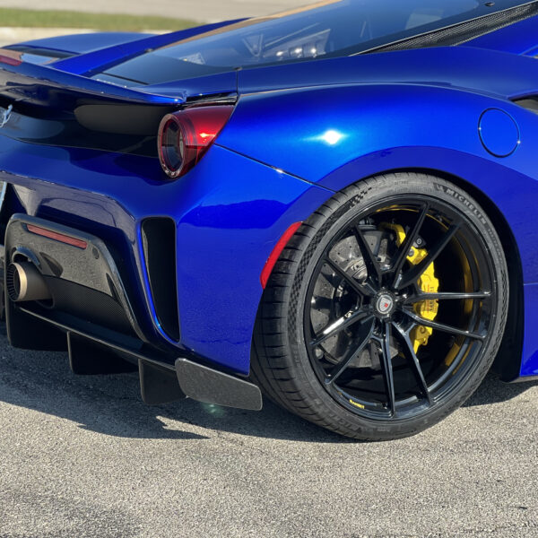 blue car view of the bumper