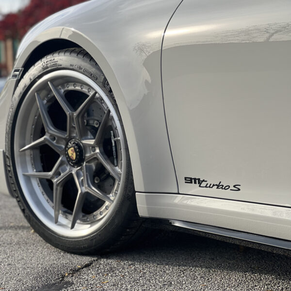 gray car view of the tire